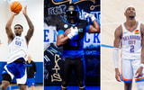 Photos of Otega Oweh (left), Delvecchio "Deuce" Alston (middle), and Shai Gilgeous-Alexander via UK Athletics, Imagn Images