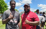 Class of 2027 EDGE Success Nwabude with South Carolina assistant Sterling Lucas. Photo credit: Success Nwabude | @success_bude27 on Twitter/X