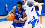 Mo Dioubate drives the lane at a Kentucky summer basketball practice, via UK Athletics