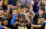 Jun 22, 2025; Oklahoma City, Oklahoma, USA; The Oklahoma City Thunder celebrate after winning game seven of the 2025 NBA Finals against the Indiana Pacers at Paycom Center. Mandatory Credit: Alonzo Adams-Imagn Images