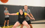 Freshman Layla Hays awaits a post entry pass. (Photo by Dennis Scheidt)