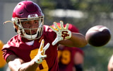 Head coach Lincoln Riley of the USC Trojans during USC spring football practice in Los Angeles.