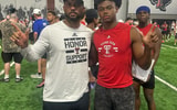 Texas Tech wide receiver coach Juice Johnson and Kobe Haynes