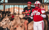 OT Claude Mpouma with Head Coach Matt Rhule on OV to Nebraska