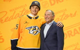 Incoming Michigan State freshman Ryker Lee is selected as the 26th overall pick to the Nashville Predators in the first round of the 2025 NHL Draft at Peacock Theater. - Kirby Lee, USA TODAY Sports