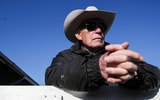 Trainer D. Wayne Lukas surveys the scene outside his stable at Churchill Downs in Louisville, Kentucky, on April 25, 2024 - Matt Stone, USA TODAY NETWORK via Imagn Images