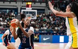 Joyce Edwards looks to score against Kamilla Cardoso in the 2025 FIBA Women's AmeriCup final. Courtesy: FIBA