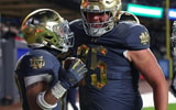 Notre Dame offensive lineman Sullivan Absher and running back Aneyas Williams