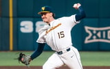 Maxx Yehl pitching for West Virginia in 2025
