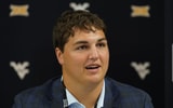 West Virginia offensive lineman Landen Livingston speaks with the media during 2025 Big 12 FoLanden Livingston - Raymond Carlin III-Imagn Images