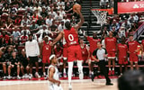 South Carolina basketball alum AJ Lawson throwing down a dunk during NBA Summer League. Photo credit: Toronto Raptors | @Raptors on Twitter/X
