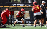 USC offensive lineman Justin Tauanuu during a spring practice with the Trojans