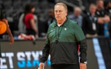 Michigan State Spartans head coach Tom Izzo on the court during practice at State Farm Arena. - Dale Zanine, USA TODAY Sports