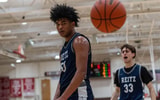 Reitz’s Jaylan Mitchell (50) reacts after dunking the ball as the Reitz Panthers play the Christian County Colonels during the fifth annual Banterra Bank Warrior Showcase at Harrison High School in Evansville, Ind., Saturday, Jan. 18, 2025.