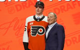 Michigan State commit Porter Martone is selected as the sixth overall pick to the Philadelphia Flyers in the first round of the 2025 NHL Draft at Peacock Theater. - Kirby Lee, USA TODAY Sports