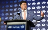Cal linebacker Cade Uluave at ACC Kickoff 2025