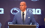 Penn State head coach James Franklin speaks to the media during the Big Ten NCAA college football media days at Mandalay Bay Resort. - Lucas Peltier, USA TODAY Sports