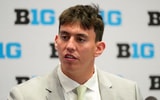 Michigan State offensive lineman Stanton Ramil speaks to the media during the Big Ten NCAA college football media days at Mandalay Bay Resort. - Lucas Peltier, USA TODAY Sports