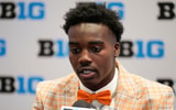 Michigan State wide receiver Nick Marsh speaks to the media during the Big Ten NCAA college football media days at Mandalay Bay Resort. - Lucas Peltier, USA TODAY Sports