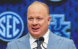 Kentucky head coach Mark Stoops at SEC Media Days, via Jordan Godfree-Imagn Images