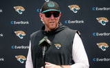 May 10, 2025; Jacksonville, FL, USA; Jacksonville Jaguars head coach Liam Coen meets with the media following rookie minicamp at Miller Electric Center. Mandatory Credit: Travis Register-Imagn Images