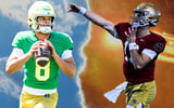 Notre Dame quarterbacks Kenny Minchey and CJ Carr