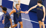 Carson Towt practices at Notre Dame