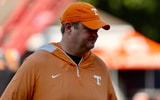 Tennessee Head Coach Josh Heupel looks on during defensive back drill