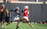 Freshman QB George MacIntyre gets in a rep in group