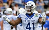 Josh Hines-Allen celebrates a sack during Kentucky's Citrus Bowl win, via Jasen Vinlove-Imagn Images