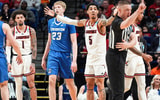 Louisville Cardinals guard Terrence Edwards Jr. (5) reacts to a late call by an official in the Cards' 89-75 loss to Creighton in the first round game of the 2025 NCAA men's basketball tournament at Rupp Arena in Lexington, Kentucky Thursday March 20, 2025.