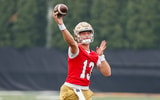 Notre Dame football quarterback CJ Carr in Practice 1