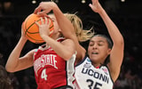 Ohio State Buckeyes guard Jacy Sheldon and UConn Huskies guard Azzi Fudd