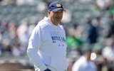 Notre Dame offensive coordinator Mike Denbrock