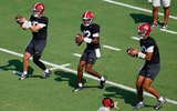 Alabama QBs Ty Simpson, Keelon Russell and Austin Mack