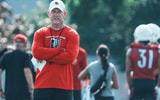 Louisville Cardinals head football coach Jeff Brohm at a morning practice Wednesday. July 30, 2025. The Cardinals' 2024 record: 9–4, 5–3 in the ACC.