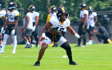Josiah Trotter watches the start of a drill
