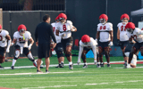 USC Trojans defensive line during a fall camp practice