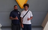 Linebacker Caleb Nuhi-Yandall while visiting West Virginia