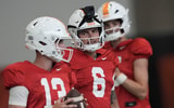 Caitie McMekin/News Sentinel / USA TODAY NETWORK via Imagn Images | Tennessee quarterback Joey Aguilar (6) during Tennessee football preseason practice, in Knoxville, Tennessee, Aug. 5, 2025.