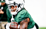 Michigan State running back Makhi Frazier runs a drill during football practice on Tuesday, April 8, 2025, in East Lansing. - Nick King, USA TODAY Sports
