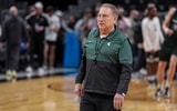 Michigan State Spartans head coach Tom Izzo shown on the court during practice at State Farm Arena. - Dale Zanine, USA TODAY Sports