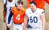 UVa QB Chandler Morris (left) and OL Drake Metcalf