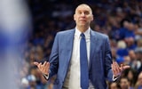 Feb 8, 2025; Lexington, Kentucky, USA; Kentucky Wildcats head coach Mark Pope pleads with a referee during the first half against the South Carolina Gamecocks at Rupp Arena at Central Bank Center. Mandatory Credit: Jordan Prather-Imagn Images
