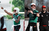 Louisville quarterbacks Deuce Adams (13) and Brady Allen (12