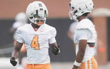 Caitie McMekin/News Sentinel / USA TODAY NETWORK via Imagn Images | Tennessee wide receiver Mike Matthews (4) during Tennessee football preseason practice, in Knoxville, Tennessee, July 31, 2025.