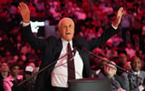 Oct 23, 2024; Miami, Florida, USA; Miami Heat president Pat Riley addresses the crowd during the Pat Riley Court dedication ceremony at halftime at Kaseya Center. Mandatory Credit: Jim Rassol-Imagn Images