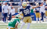 Noah Burnette kicks in Notre Dame's Blue-Gold Game