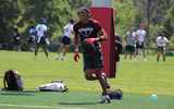 2027 WR Isaiah Alvarez during the 2025 Rutgers 7on7 camp