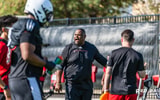 Zarnell Fitch running through drills with the linemen ahead of the upcoming season